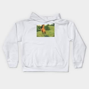 Horse Galloping in a Meadow Kids Hoodie